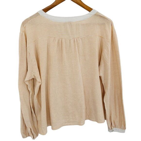 Yellow and White Striped Henley- Dolan - Picture 3 of 7